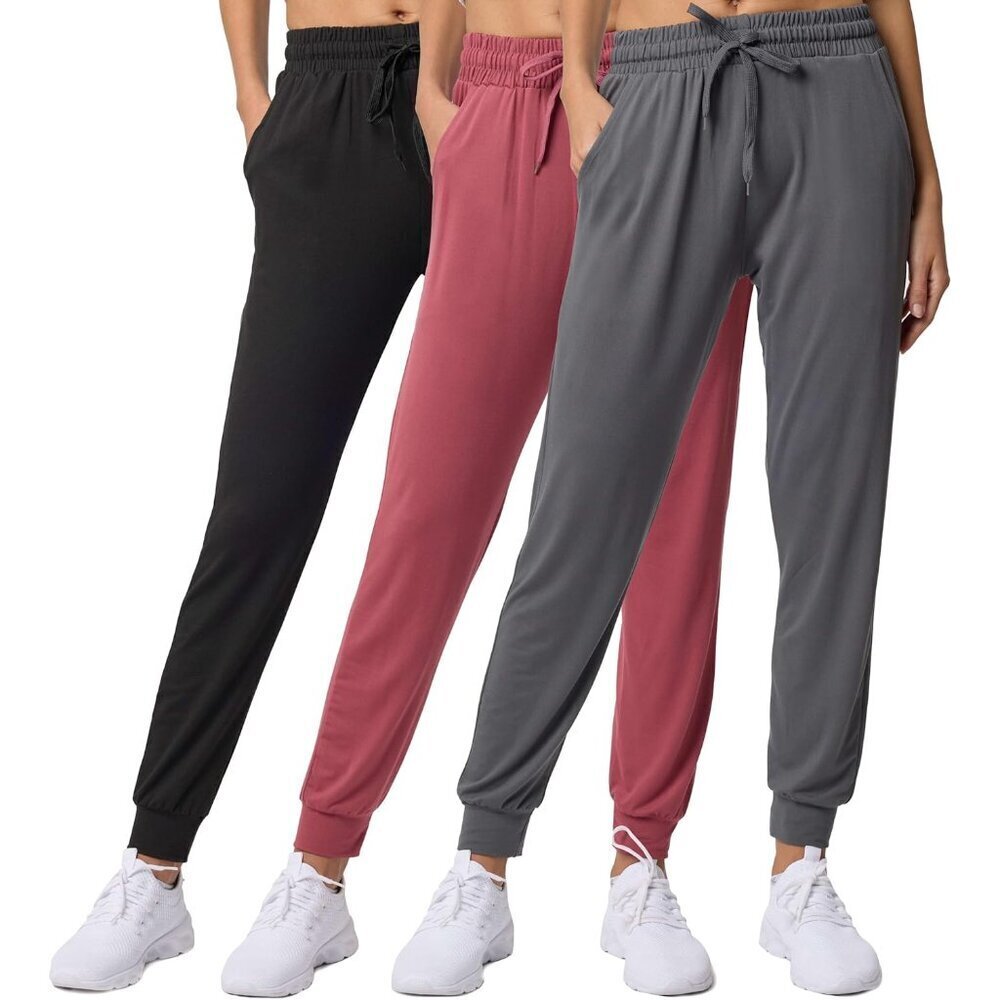 3 Pack: Women's Ultra-Soft Lounge Joggers Sweatpants Athletic Yoga Pants with Po